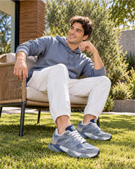 TENIS CABALLERO PX-7036 AZUL MED/GRIS/BLANCO