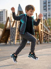 TENIS NIÑO 18238 NEGRO/VERDE AQUA