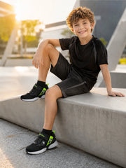 TENIS NIÑO 2669 NEGRO/AMARILLO NEON